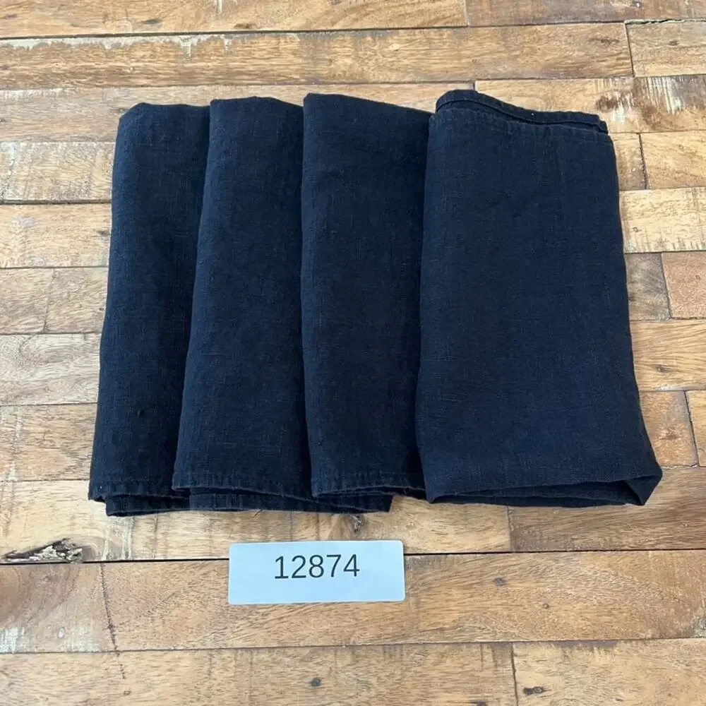 Black Linen Napkins Set of 4 19